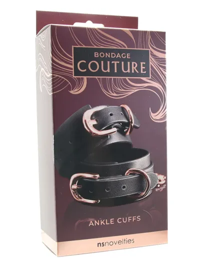 Ankle Cuffs BDSM Ankle Restraints Bondage Couture - Black & Rose Gold
