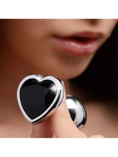 Black Heart Gem Small Beginners Anal Plug Lube Compatible