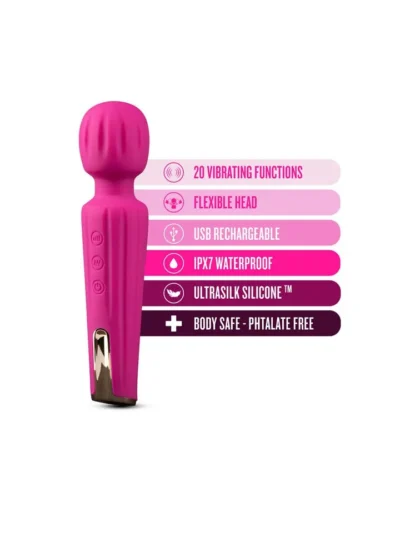 Body Massager Vibrating Wand with Flexible Head - Velvet Pink