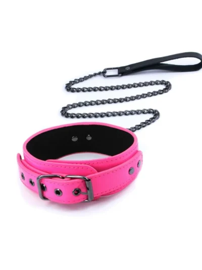 Bondage Collar and Leash BDSM Sex Gear Electra Play Things - Pink