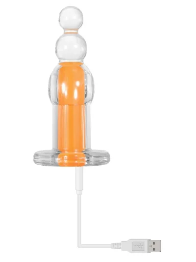 Clear Beaded Vibrator with Remote Control - Orange Dream