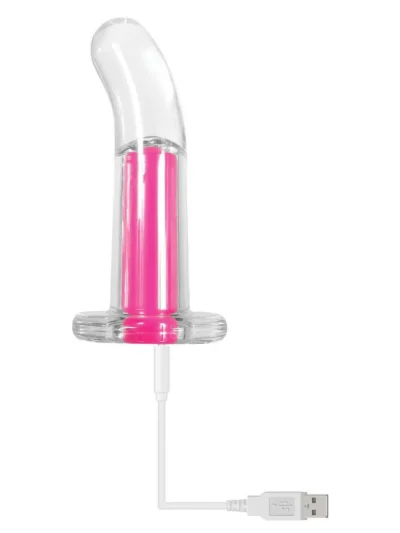 Clear Curved Tip Vibrator with Remote Control - Pink Paradise