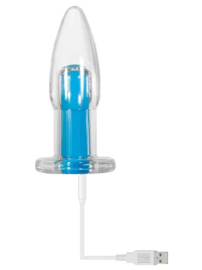 Clear Tapered-Tip Vibrator with Remote Control - Electric Blue