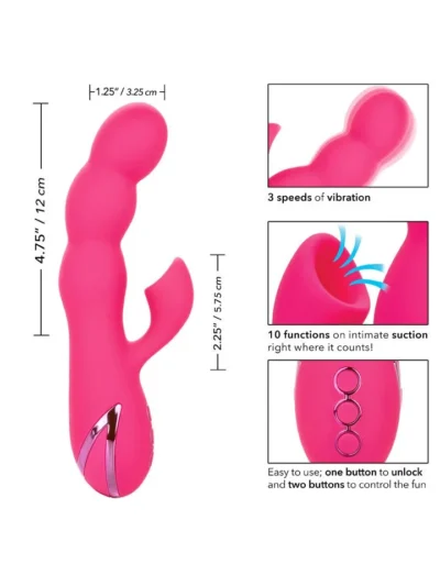 Curved & Bumpy Shaft Rabbit Vibrator Oceanside Orgasm - Pink