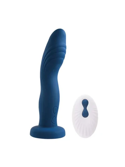 Curved Dual Motor Strap-on Vibrator with Harness Snuggle Up - Blue