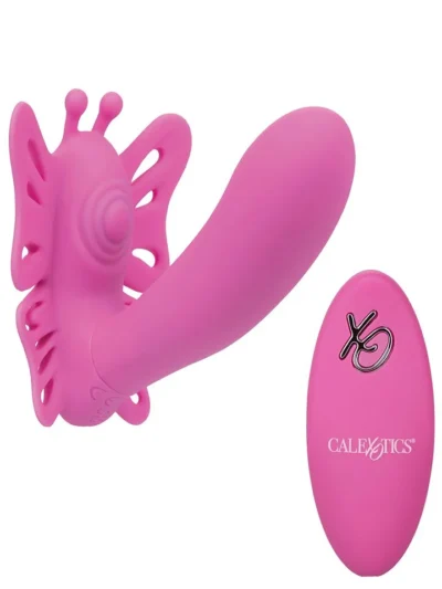 Curved Vibrator G-Spot Pulsating with Remote Venus Butterfly - Pink