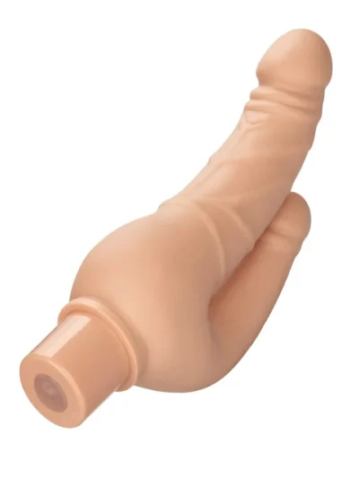 Double Penetrator Vibrator Realistic Stud Over and Under - Ivory