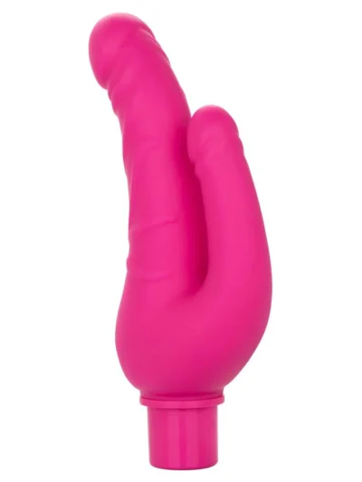 Double Penetrator Vibrator Realistic Stud Over and Under - Pink