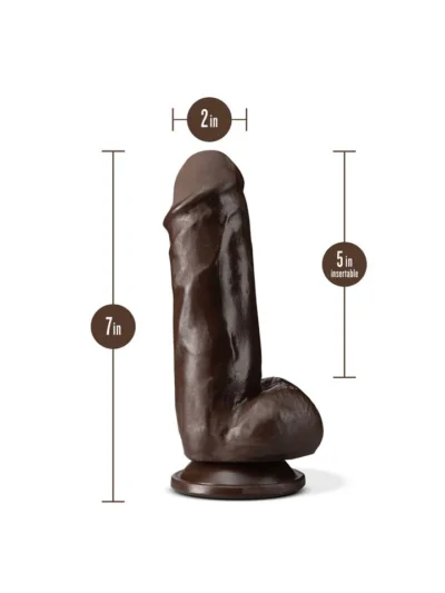 Dr Skin Plus - 7 Inch Girthy Posable Dildo With Balls - Chocolate