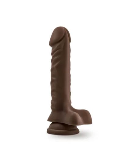 Dr Skin Plus - 9 Inch Posable Dildo With Balls - Chocolate