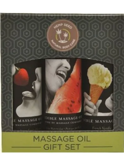 Edible Massage Oil Gift Set Strawberry Watermelon Vanilla - 2 oz