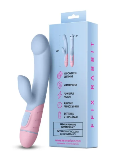 Ffix Rabbit Clitoris Vibe Battery Operated & Waterproof -Light Blue