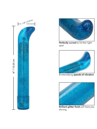 Glitter Sparkle Slim G-Spot Vibrator with 3 Powerful Speeds - Blue