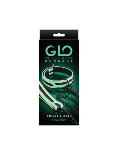 Glo Bondage Collar & Leash Fetish Restraints Gear - Green