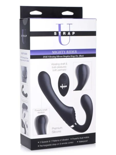 Inflatable & Vibrating Strap On Ergo-Fit with Remote - Black