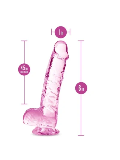 Naturally Yours Phthalate Free 6 Inch Crystalline Dildo - Rose