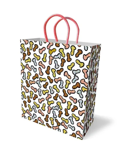 Paper Gift Bag with Glitterati Penis Design 11 Inch Height