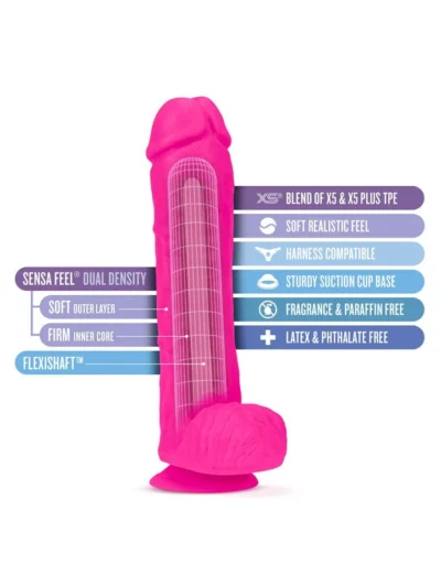 Pink 11 Inch Dildo Big John With Flexible Shaft Strap On Compatible