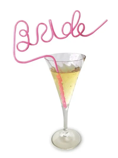 Pink glitterati bride straw bachelorette party supplies