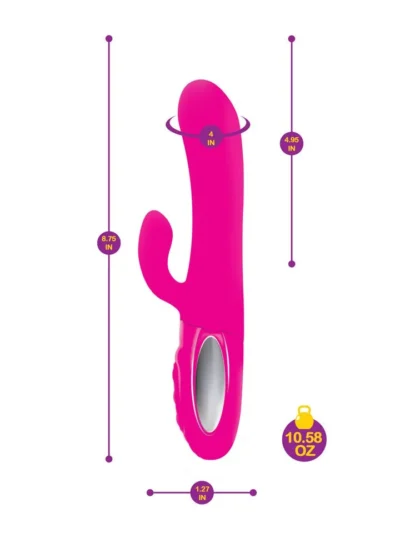 Pink Thrusting Rabbit Vibrator with Swinging Clitoral Stimulator