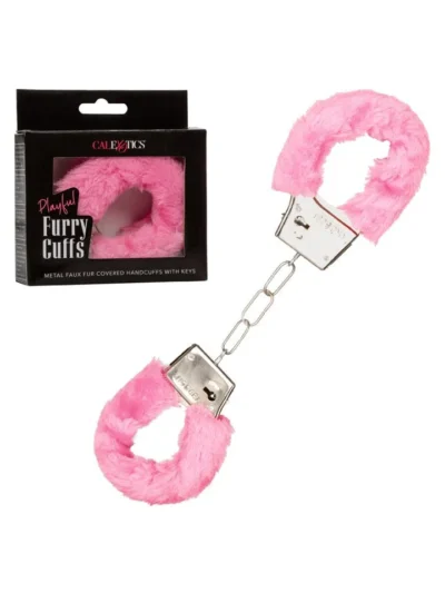 Playful Furry Bondage Handcuffs with Safety Release - Pink