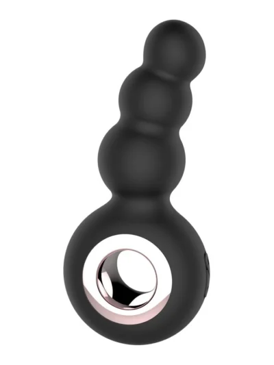 Quiver Anal Beads Vibrator with Ring Handle Gender Fluid - Black