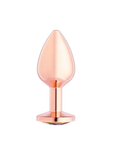 Rosy Gold Anal Butt Plug with Multi-Colored Booty Gems - Medium