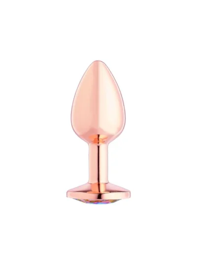 Rosy Gold Anal Butt Plug with Multi-Colored Booty Gems - Small