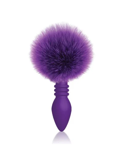 Silicone Butt Plug with Cottontails Bunny Tail - Ribbed Purple