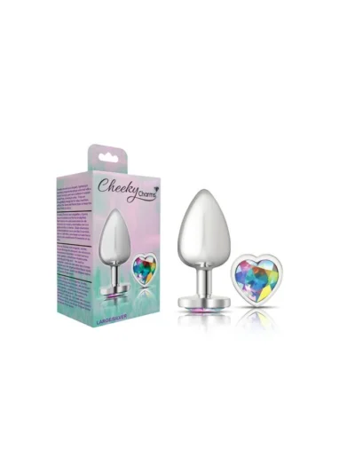Silver Metal Large Butt Plug with Heart Cheeky Charms