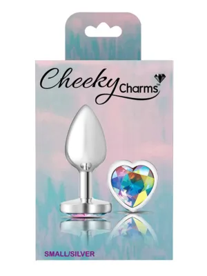Silver Metal Small Butt Plug with Heart Cheeky Charms