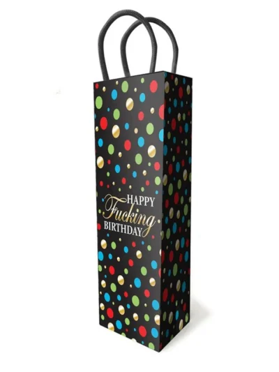 Tall paper gift bag polka dot happy fucking birthday design