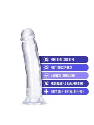 Thrill n drill 9 inch clear dildo harness compatible ultra soft feel