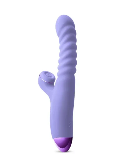 Thrusting Vibrator Shaft with Throbbing Clit Stimulator - Purple