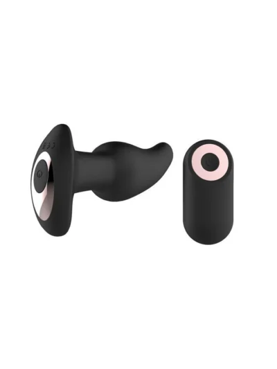 TWIRLER Anal Rimming Vibrating Butt Plug with Remote Control - Black