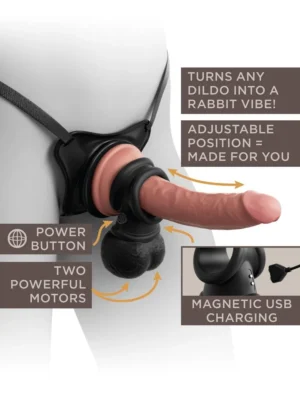Vibrating Cock Ring for Dildo with Swinging Balls with 10 Modes