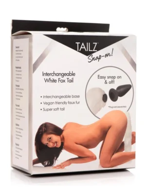 White Fox Tail Attachment for Tailz Snap-Ons Butt Plugs